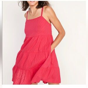 NWT Old Navy Clip Dot Tiered Ruffle Tank Dress